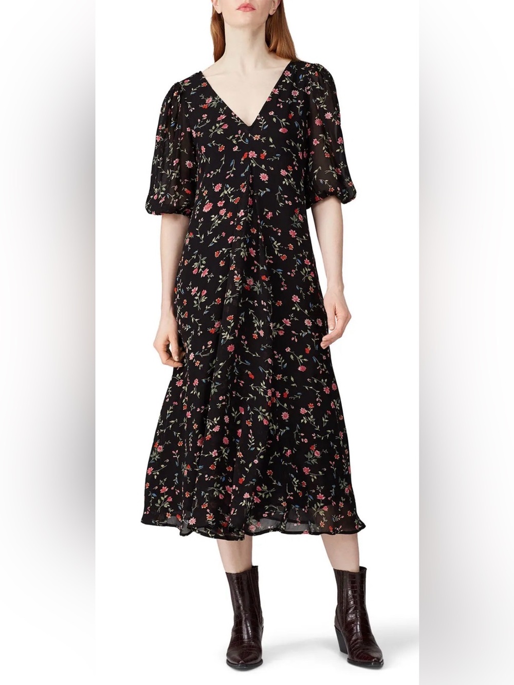EUC Ganni Silk Floral Midi Dress